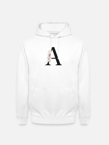 A Buchstabe Monogram Floral - Unisex Hoodie - Weiß
