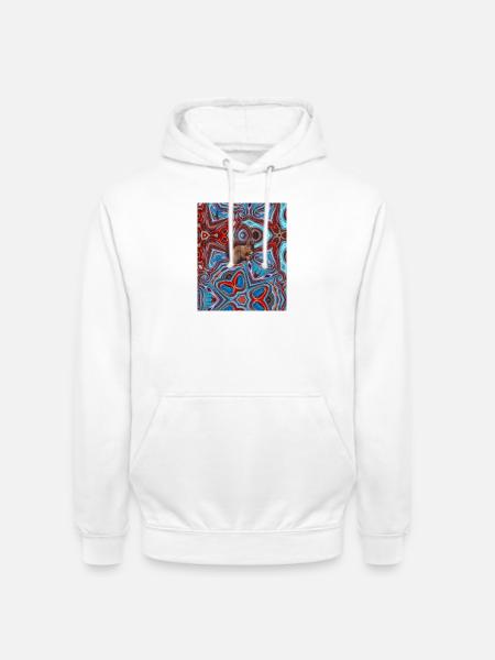 Eichhoernchen-Kaleidoskop-Hintergrund_2 mit Adler - Unisex Hoodie - Weiß