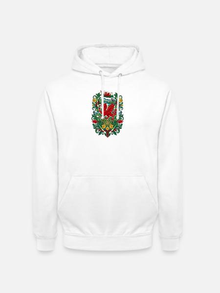 Wales | Drache, Lauch & Narzissen - Unisex Hoodie - Weiß