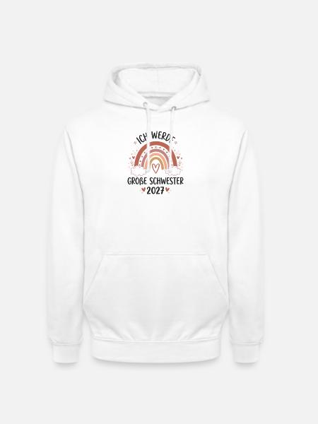 Große Schwester 2027 Boho Regenbogen - Unisex Hoodie - Weiß