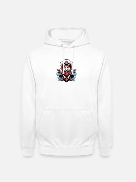 Kapitän mit Bart und Wellen - Unisex Hoodie - Weiß