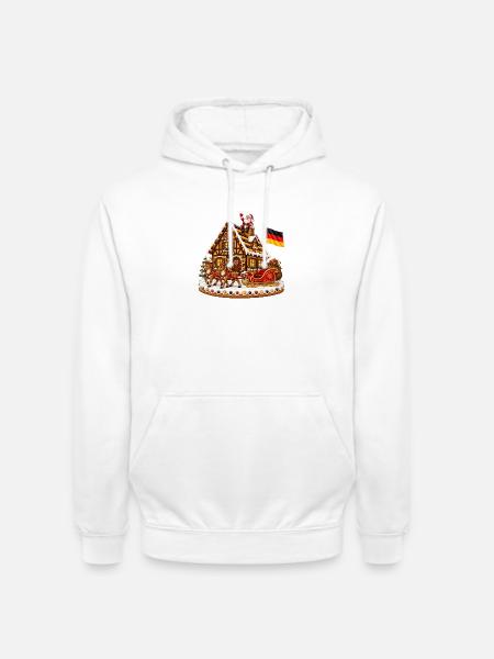 Weihnachtshaus mit Schlitten und Flagge - Unisex Hoodie - Weiß