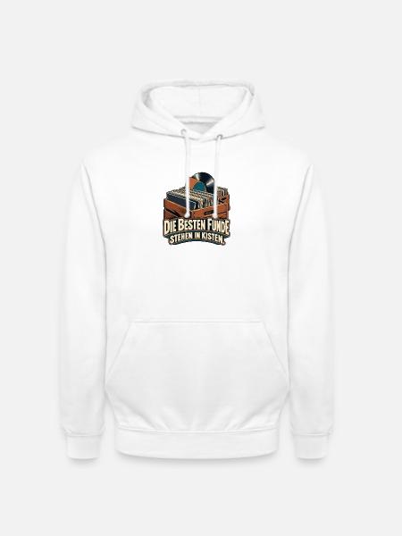 Vinyl Schätze in Holzkiste - Unisex Hoodie - Weiß