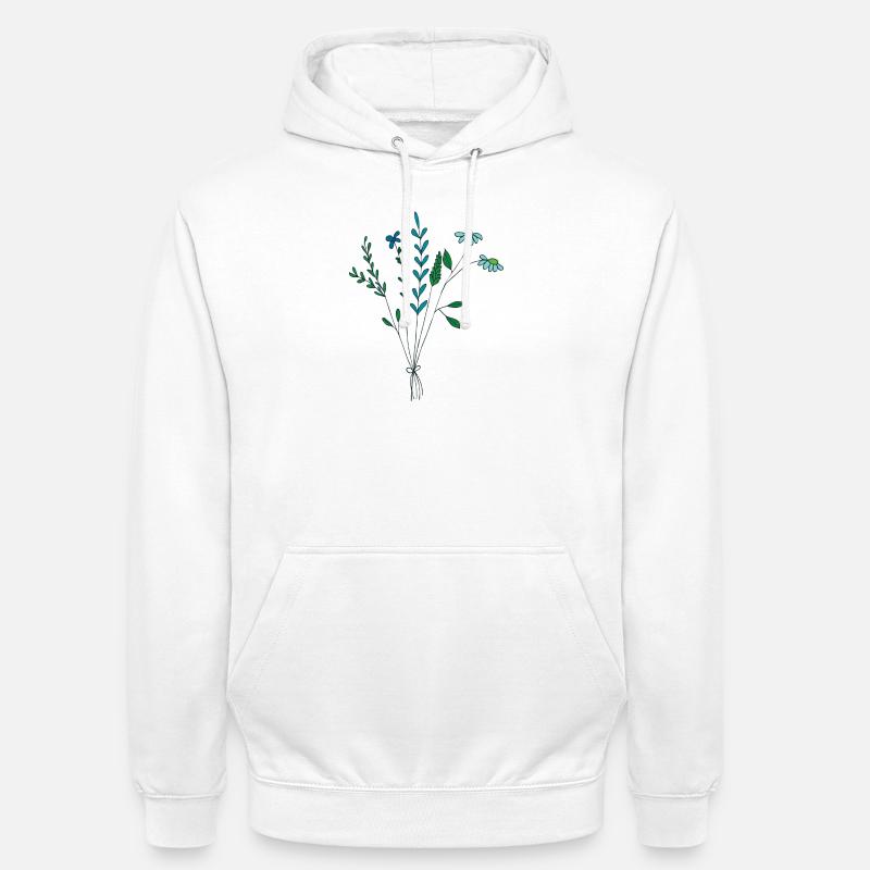 fleur prairie tons bleus fleurs sèches - Sweat-shirt à capuche unisexe - blanc