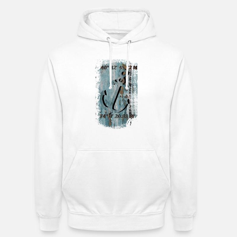 Anchor with coordinates - Unisex Hoodie - white
