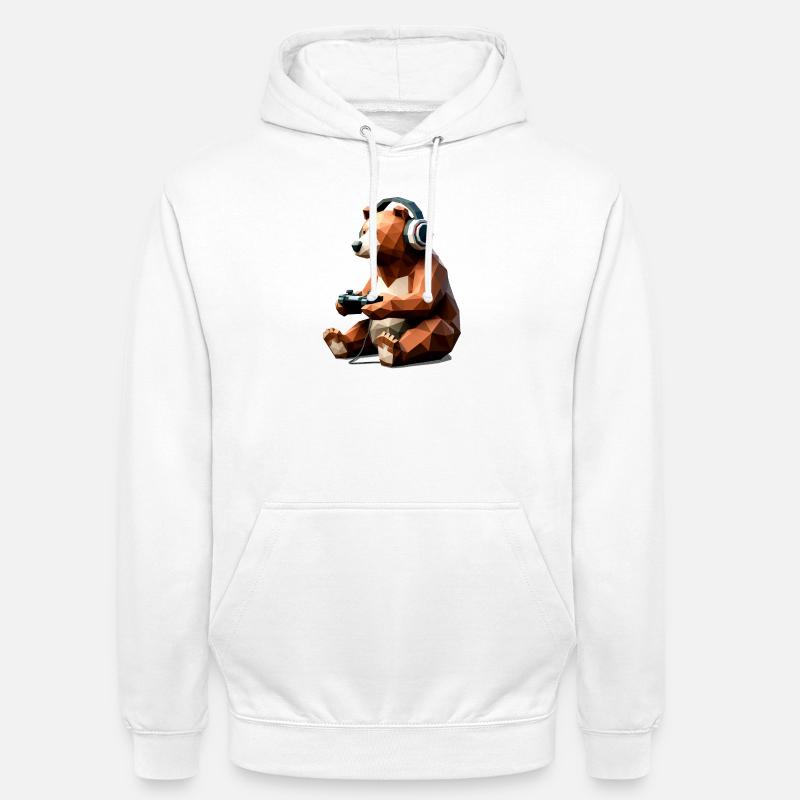 Gaming Bär mit Headset & Controller - Unisex Hoodie - Weiß