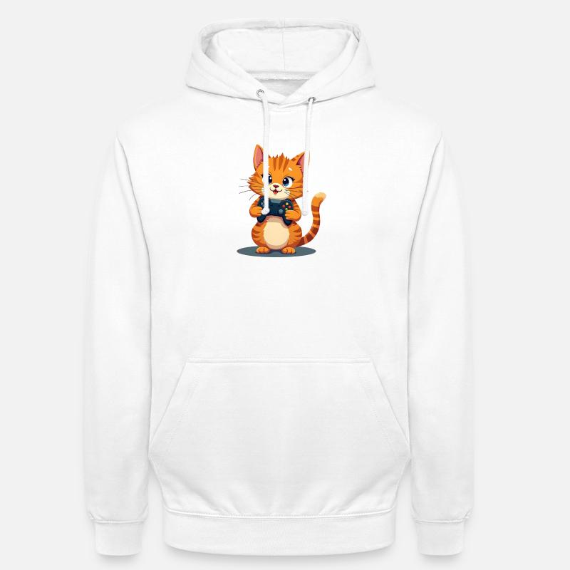 Kitten with game controller - Unisex Hoodie - white