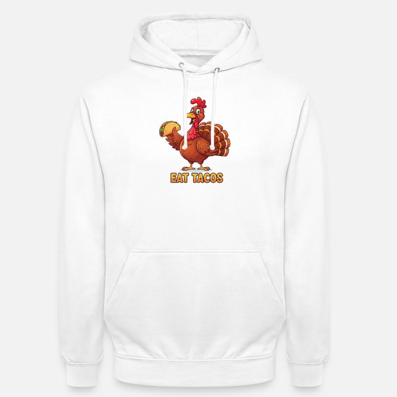 Manger des tacos Dessin animé Dinde - Sweat-shirt à capuche unisexe - blanc