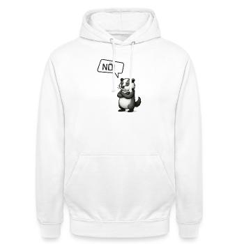 Dachs sagt NÖ! – Sturheit im Retro-Stil - Unisex Hoodie - Weiß - Vorne - AI Model Male 185 dark (185cm) & AI Model Female 172 dark (172cm)