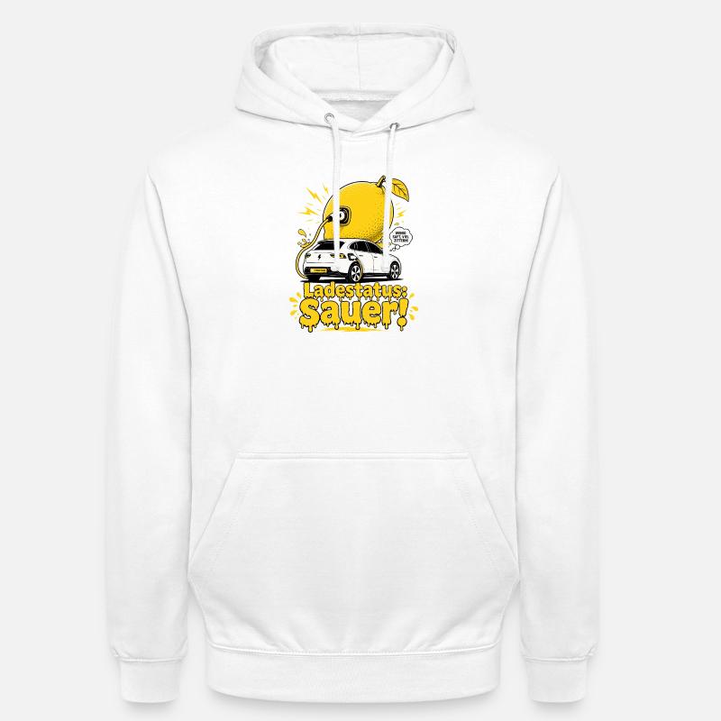 Ladestatus Sauer, E Auto Satire. - Unisex Hoodie - Weiß