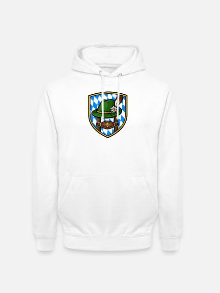 Bayerisches Edelweiß Schild - Unisex Hoodie - Weiß
