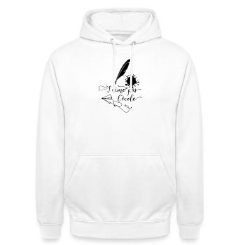 I don't like school - Unisex Hoodie - white - Front - AI Model Male 185 dark (185cm) & AI Model Female 172 dark (172cm)
