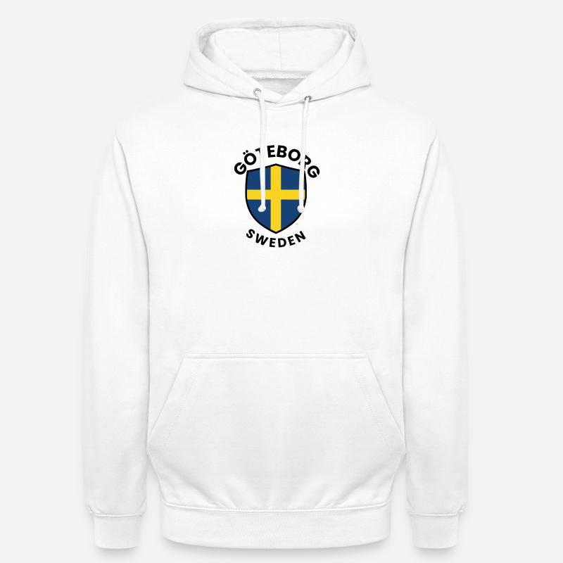 Bouclier du drapeau de Göteborg - Sweat-shirt à capuche unisexe - blanc