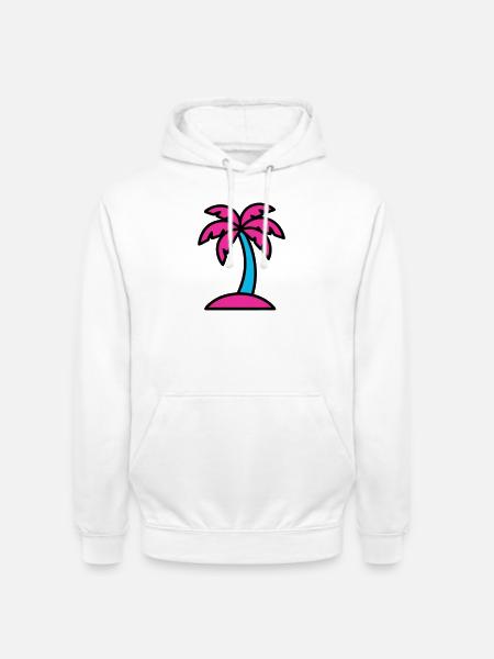 Neon Palm Tree 90s Vaporwave - Unisex Hoodie - white