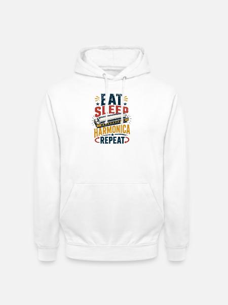 Instrument Harmonica Repeat-Music Harmonica - Unisex Hoodie - white