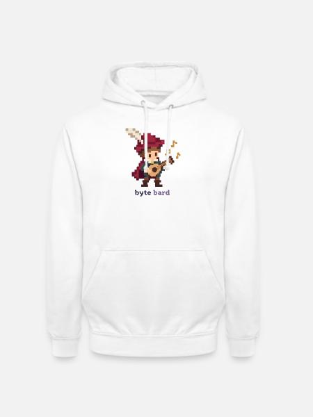 Pixel Barde mit Laute - Unisex Hoodie - Weiß