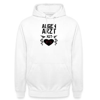 Augenarzt mit Herz Geschenk - Unisex Hoodie - Weiß - Vorne - AI Model Male 185 dark (185cm) & AI Model Female 172 dark (172cm)