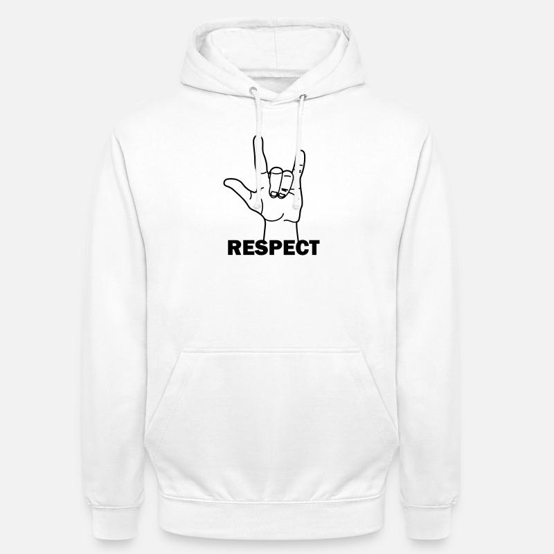 Hand gesture respect with text RESPECT - Unisex Hoodie - white