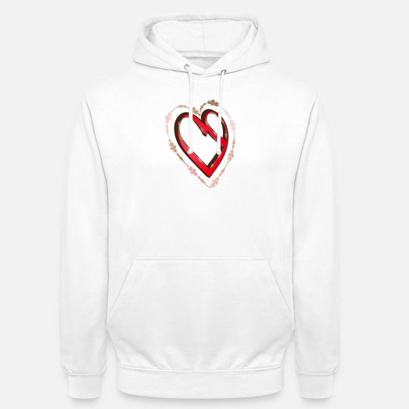 nostalgic red calligraphy heart - Unisex Hoodie - white
