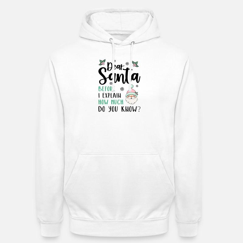 Dear Santa Before I explain What Do You Know? - Unisex Hoodie - white