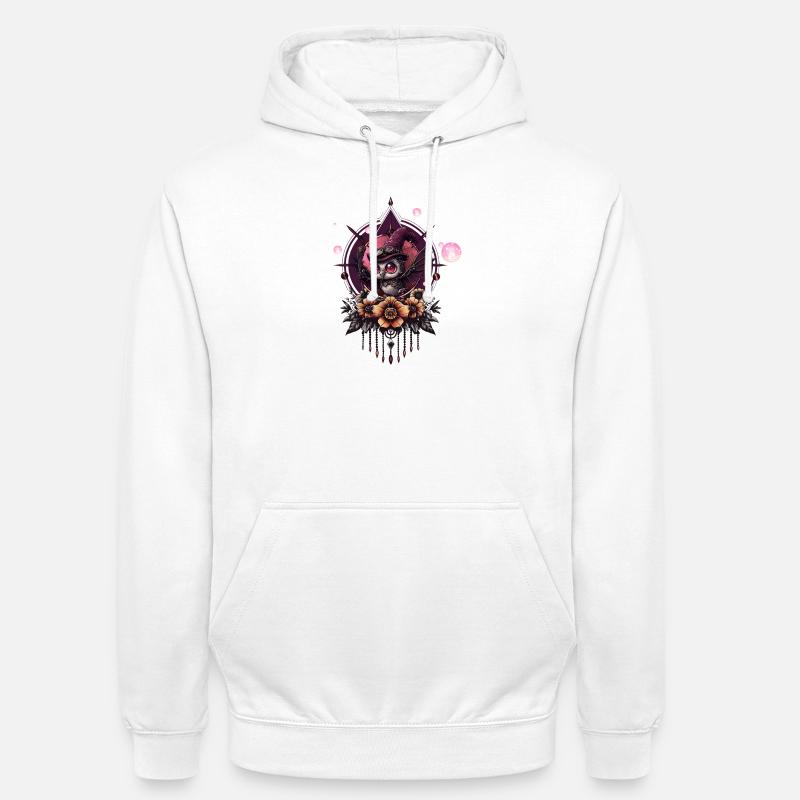 Die Steampunk-Eule: Hüter der Geheimnisse. - Unisex Hoodie - Weiß