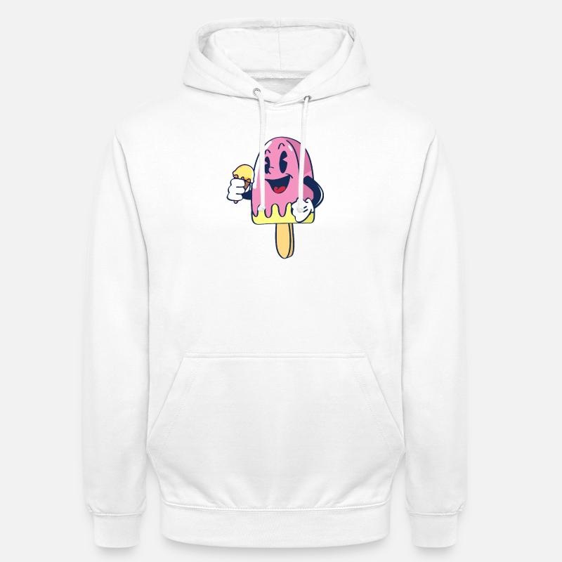 Fröhlicher Kindereis Charakter Eiscreme Eis - Sweat-shirt à capuche unisexe - blanc