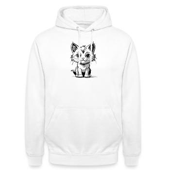 Kittycat - Unisex Hoodie - Weiß - Vorne - AI Model Male 185 dark (185cm) & AI Model Female 172 dark (172cm)