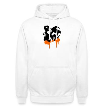 Paintball - Unisex Hoodie - Weiß - Vorne - AI Model Male 185 dark (185cm) & AI Model Female 172 dark (172cm)