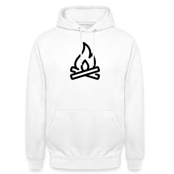 feu de camp - Sweat-shirt à capuche unisexe - blanc - Devant - AI Model Male 185 dark (185cm) & AI Model Female 172 dark (172cm)