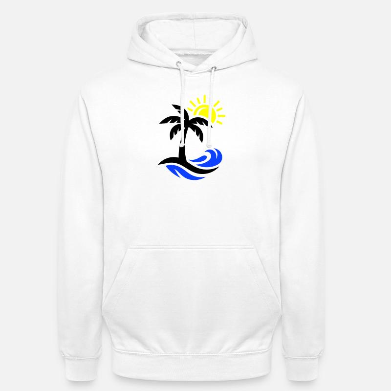 Océan Palm Tree Beach - Sweat-shirt à capuche unisexe - blanc
