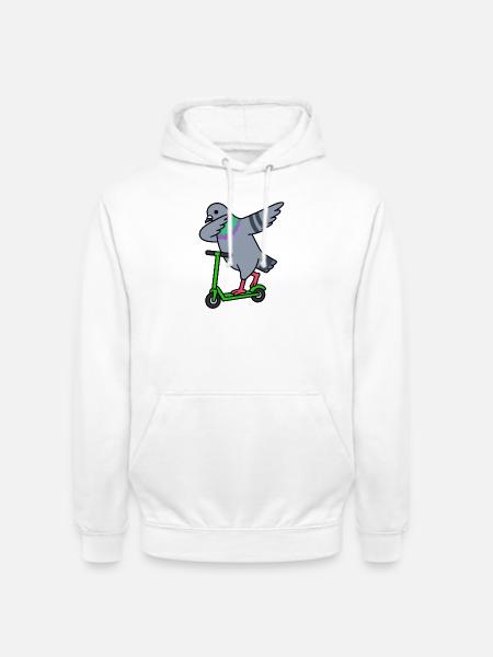 Taube auf Scooter - Unisex Hoodie - Weiß