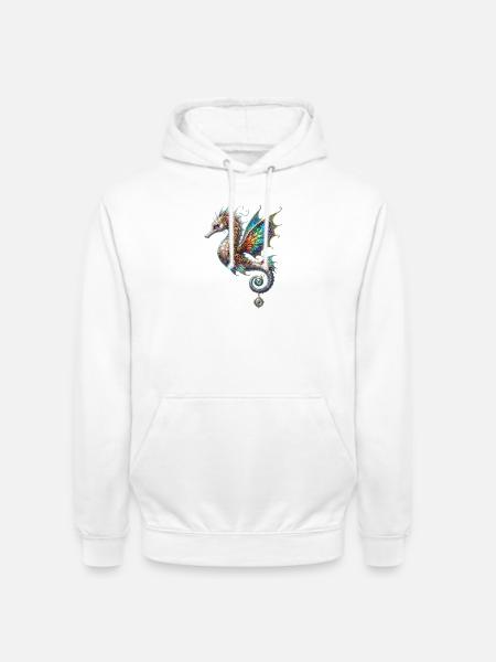 Steampunk-Seepferdchen-Buntglasfenster - Unisex Hoodie - Weiß