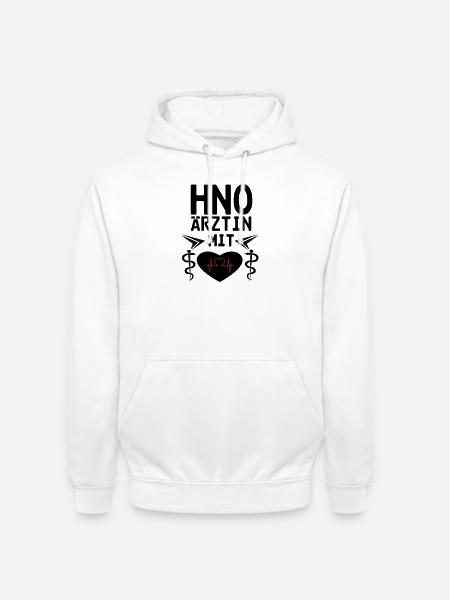 HNO Ärztin mit Herz Geschenk - Unisex Hoodie - Weiß