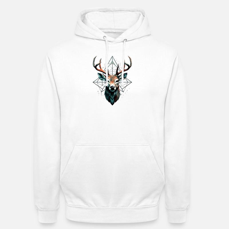 Geometric deer with geometric patterns - Unisex Hoodie - white