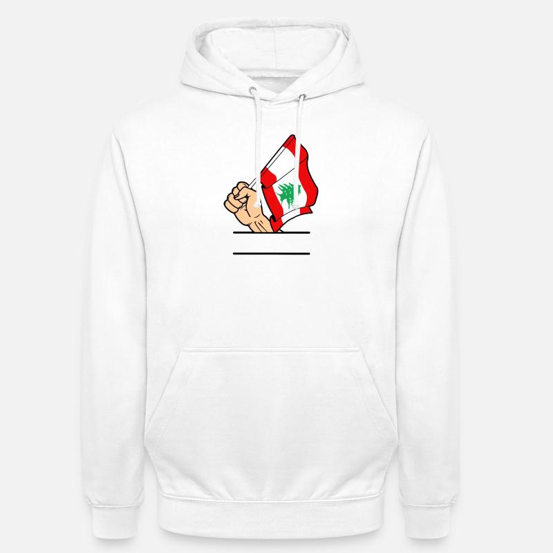 Drapeau Liban poing espace de texte - Sweat-shirt à capuche unisexe - blanc