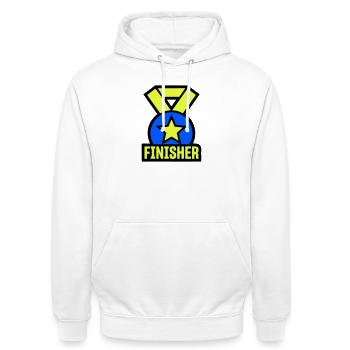 Stolzer Finisher Medaille Stern - Unisex Hoodie - Weiß - Vorne - AI Model Male 185 dark (185cm) & AI Model Female 172 dark (172cm)