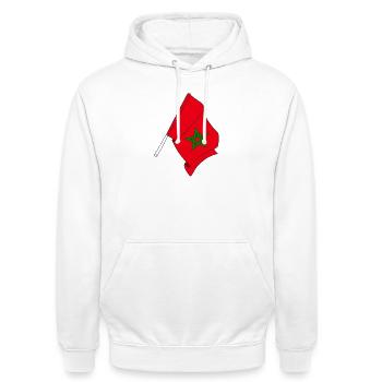 Flagge von Marokko - Unisex Hoodie - Weiß - Vorne - AI Model Male 185 dark (185cm) & AI Model Female 172 dark (172cm)