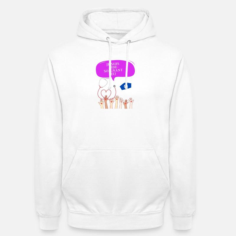 Je suis aide soignant e png - Sweat-shirt à capuche unisexe - blanc