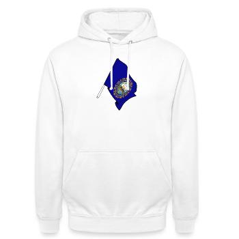 Flag of New Hampshire - Unisex Hoodie - white - Front - AI Model Male 185 dark (185cm) & AI Model Female 172 dark (172cm)