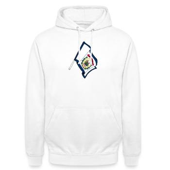 Flagge von West Virginia - Unisex Hoodie - Weiß - Vorne - AI Model Male 185 dark (185cm) & AI Model Female 172 dark (172cm)