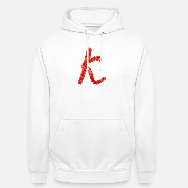 Initiale K faite de pavots - Sweat-shirt à capuche unisexe - blanc