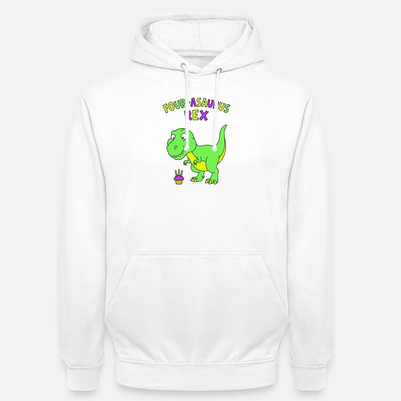 4e anniversaire du Quatre-Asaurus Rex - Sweat-shirt à capuche unisexe - blanc