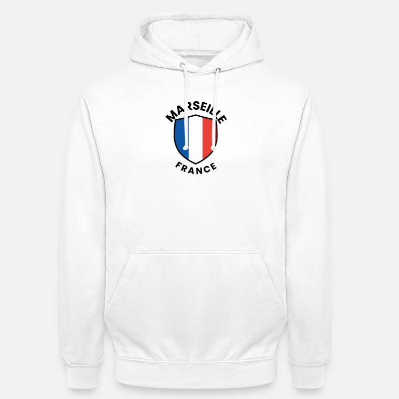 Bouclier du drapeau de Marseille - Sweat-shirt à capuche unisexe - blanc