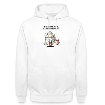 Tasse matinale anxieuse avec alarme - Sweat-shirt à capuche unisexe - blanc - Devant - AI Model Male 185 dark (185cm) & AI Model Female 172 dark (172cm)