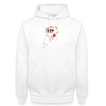 Bohème, art en ligne florale - Sweat-shirt à capuche unisexe - blanc - Devant - AI Model Male 185 dark (185cm) & AI Model Female 172 dark (172cm)