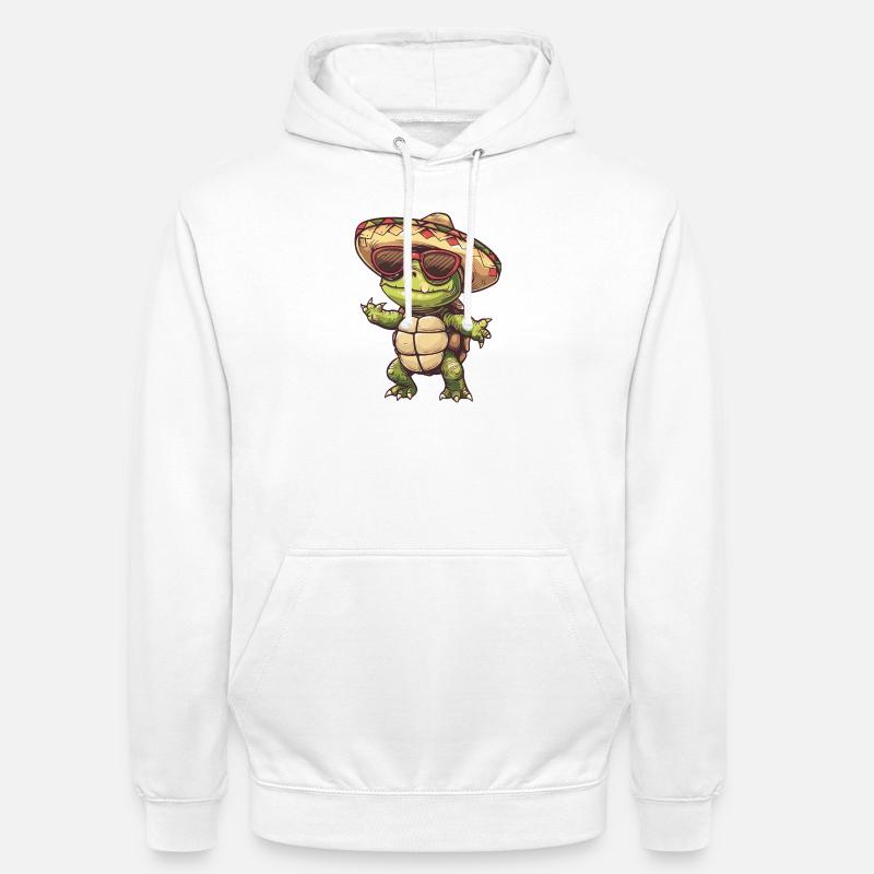 Turtle Comic Funny Sombrero - Unisex Hoodie - white