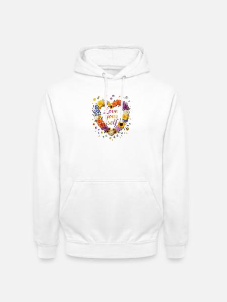 Love Your Self Blossom Heart Design - Unisex Hoodie - white