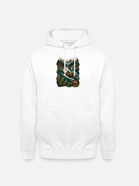 Otter im Waldfluss - Unisex Hoodie - Weiß