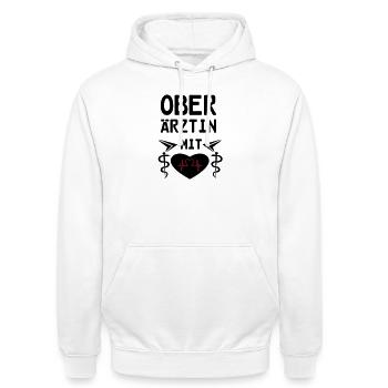 Oberärztin mit Herz Geschenk - Unisex Hoodie - Weiß - Vorne - AI Model Male 185 dark (185cm) & AI Model Female 172 dark (172cm)