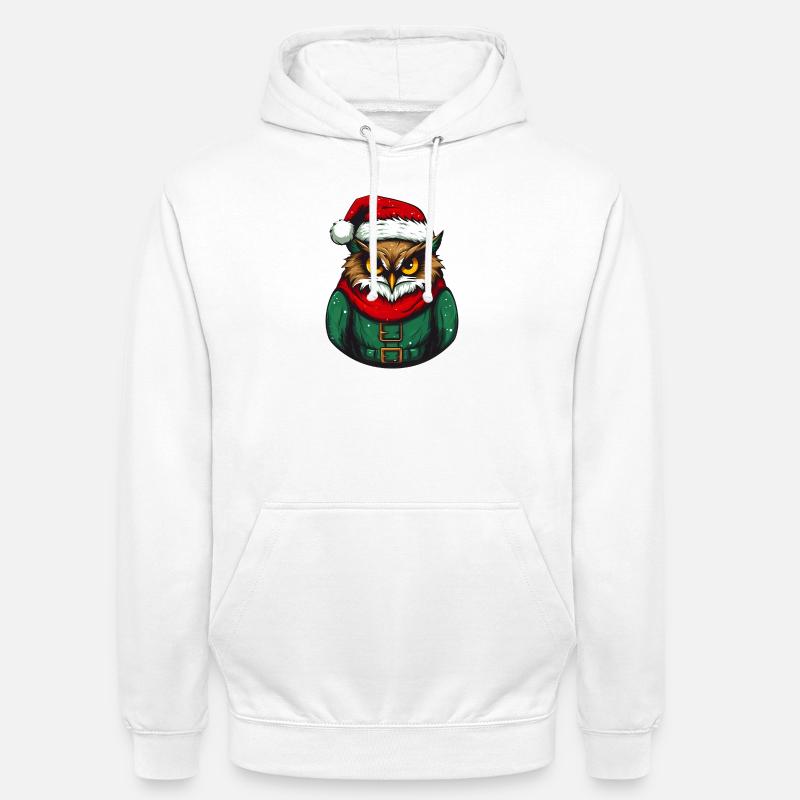 Hibou de Noël en pull vert - Sweat-shirt à capuche unisexe - blanc